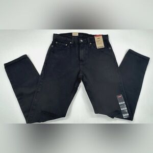 Levi's 512 Jeans Mens 29 x 30 Black Denim Slim Taper Stretch Ripped Punk NEW